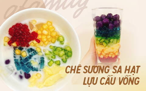 Chè sương sa hạt lựu cầu vồng vừa đẹp vừa ngon của cô gái 9x khiến ai cũng phải trầm trồ