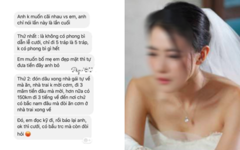 Thanh niên yêu cầu vợ sắp cưới muốn "đẹp mặt bố mẹ" thì tự chi tiền lễ dẫn dâu, câu nói cuối cùng của chàng trai mới là điều gây "sốc"