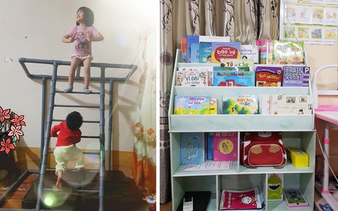 Ông bố trẻ tự làm khung vận động và giá sách cho con, "thiệt hại" chỉ vài trăm ngàn đồng mà bền đẹp, quan trọng là con thích mê