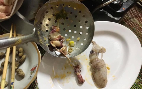 Nhìn anh chàng đăng ảnh con mực trước và sau khi chế biến, cả cõi mạng được tràng cười như được mùa, đúng là "cuộc sống mà"