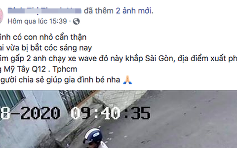 Chồng giữ con trai 4 tuổi, vợ trình báo con nghi bị bắt cóc ở Sài Gòn