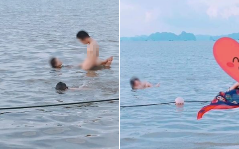 Cặp đôi tạo dáng với tư thế phản cảm khi đi tắm biển khiến mọi người xung quanh "nóng mắt"