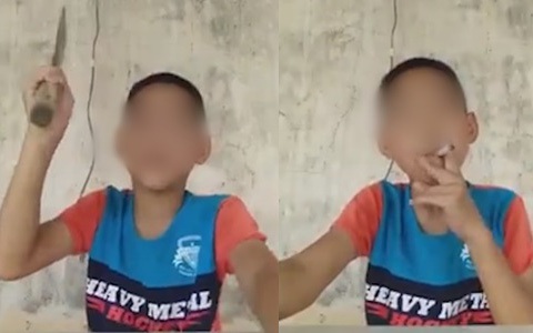 Bé trai 16 tuổi vừa hút thuốc phì phèo vừa quay clip xưng "giang hồ" cầm dao đòi chém người nào muốn tìm mình khiến cộng đồng mạng phẫn nộ