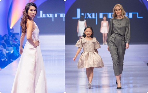 Siêu mẫu Hà Anh khoe lưng trần gợi cảm mở màn Tuần lễ thời trang Quốc tế trẻ em