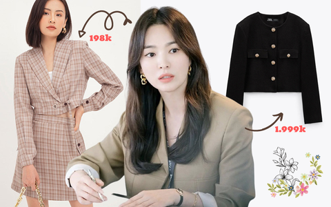 Blazer của Song Hye Kyo vừa sang lại tôn dáng, từ 200k bạn đã sắm được kiểu na ná