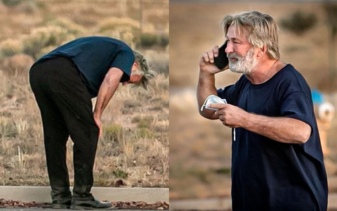 Hình ảnh Alec Baldwin run rẩy bật khóc nghe điện thoại sau khi bắn chết nữ đạo diễn 