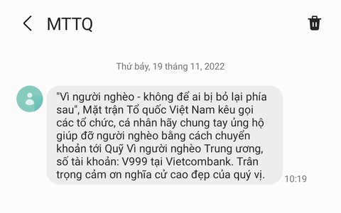 Tin nhắn Vì người nghèo - không để ai bị bỏ lại phía sau để ủng hộ người nghèo là chính thống
