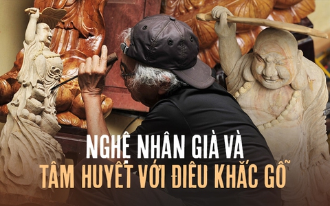 Nghệ nhân cao tuổi hiếm có điêu khắc tượng từ gốc cây bỏ đi