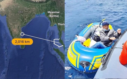 Ly kỳ thanh niên người Việt chèo thuyền cao su vượt biển sang Ấn Độ gặp vợ, giữa đường phải giải cứu