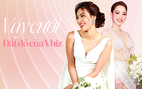 "Rổ" váy cưới đắt đỏ của mỹ nhân Việt: Lan Khuê đầu tư nửa tỷ đồng, 1 sao nữ đặt may tới 11 chiếc