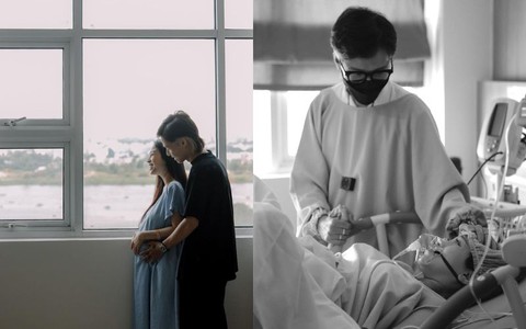 Ái nữ nhà Minh Nhựa chia sẻ khoảnh khắc nắm chặt tay chồng trong bệnh viện trước khi đón bé thứ hai chào đời