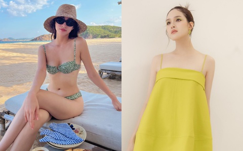 Lương Thùy Linh khoe body 'đồng hồ cát' sexy với bikini, Á hậu Hoàng Anh sành điệu với váy màu neon