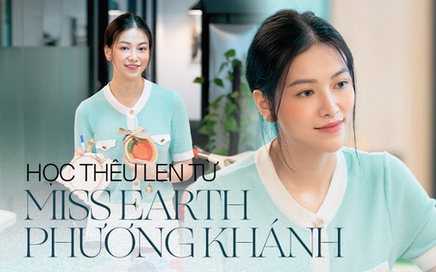 Miss Earth Phương Khánh thành cô giáo dạy thêu len