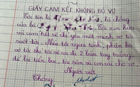 Bé gái soạn "giấy cam kết không bỏ vợ" cho bố ký, đọc nội dung mà toát mồ hôi