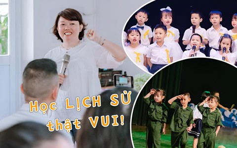 Trường tiểu học ở quận Cầu Giấy với cách học Sử độc đáo: Trẻ "thấm" lòng yêu nước từ vô vàn hoạt động thú vị
