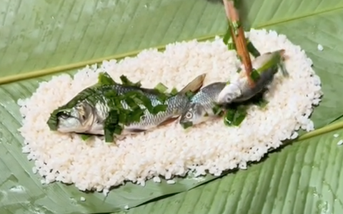 Cô gái khoe món bánh chưng nhân cá chép quê mình, dân mạng tưởng đùa nhưng không ngờ là đặc sản độc đáo