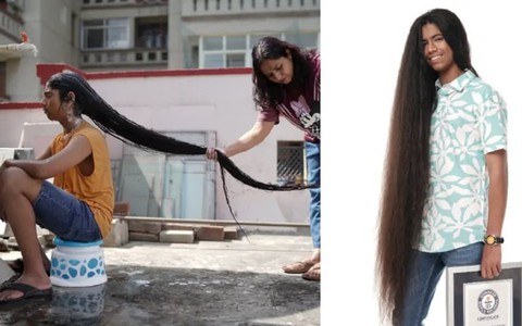 Cậu bé lập kỷ lục nam thiếu niên có mái tóc dài nhất thế giới