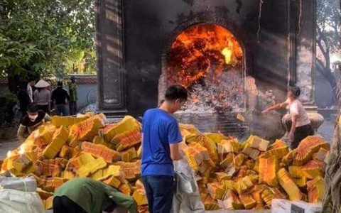 Sự thật thông tin "20 tấn vàng mã trả lễ đốt 3 ngày chưa hết" tại đền Quan Tuần Tranh Hải Dương