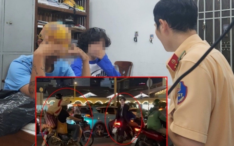 Đứng trên yên xe quay clip đăng TikTok, 2  thanh niên bị xử phạt