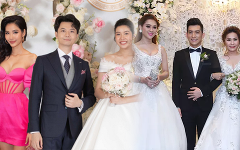 Sao Việt diện đồ "kém duyên" đi ăn cưới: Hoàng Thuỳ mất điểm vì hở bạo, Lâm Khánh Chi như hoá cô dâu