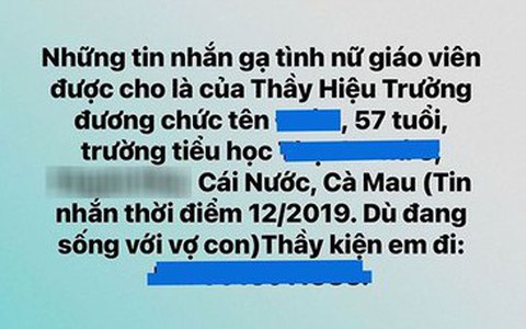 "Nóng" vụ hiệu trưởng nhắn tin "nội dung nhạy cảm" với giáo viên