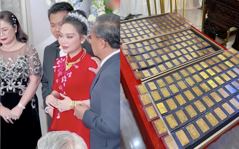 Màn trao quà cưới "không nhượng bộ": Mẹ chú rể trao 200 cây vàng thì bố cô dâu đáp lễ bằng 30 cuốn sổ đỏ và nhiều món đồ giá trị