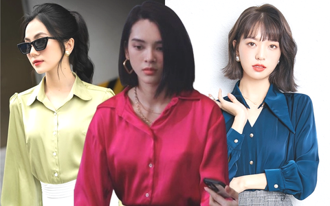 Quỳnh Lương diện sơ mi lụa đúng chuẩn style công sở: Thiết kế mềm mại, nhẹ nhàng mà sang chảnh tuyệt đối