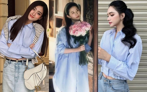 Cứ 1 mét vuông lại có 3 Lưu Diệc Phi: Nhờ trend ôm hoa, mẫu áo sơ mi xanh đơn giản bỗng trở nên viral
