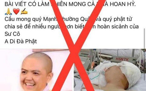 Thực hư thông tin nhiều bài viết chạy quảng cáo kêu gọi ủng hộ một ni sư bị tai biến