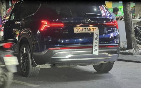 Công an Hà Nội xác minh ô tô Santa Fe đeo 2 biển số