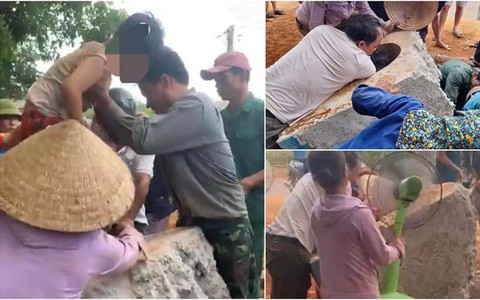 Quảng Trị: Cứu thành công cháu bé mắc kẹt trong lỗ của móng cột điện
