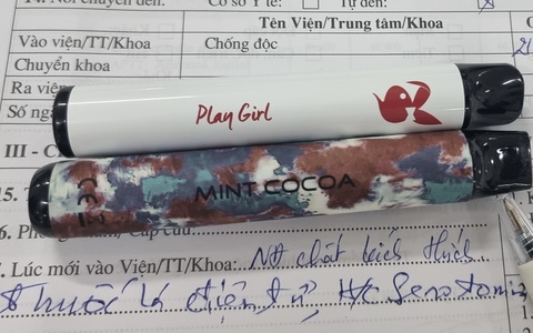 Nam, nữ thanh niên nguy kịch do ngộ độc thuốc lá điện tử trộn ma tuý mới