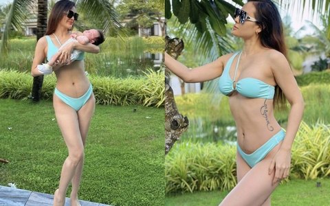 Sinh con hơn 1 tháng, Phương Trinh Jolie tự tin diện bikini khoe bụng phẳng lỳ