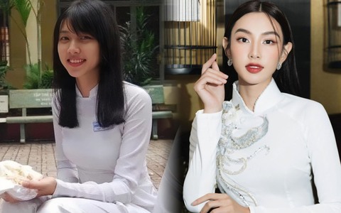 Bất ngờ với hình ảnh diện áo dài hồi cấp 3 của Hoa hậu Nguyễn Thúc Thùy Tiên, nhan sắc cực khác hiện tại