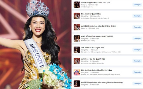 Chỉ sau 1 đêm đăng quang Miss Universe Vietnam, Bùi Quỳnh Hoa bị lập hàng chục nhóm anti vì nghi vấn mua giải
