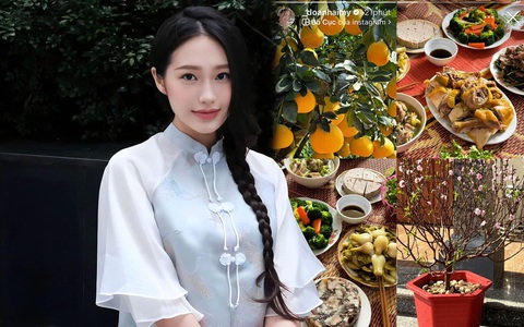 Năm đầu về làm dâu, Doãn Hải My đã khoe ngay mâm cỗ Tết toàn đặc sản ở nhà chồng chuẩn bị