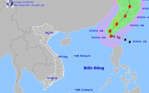 Bão số 5 vào Biển Đông, tâm bão mạnh cấp 16 giật trên cấp 17