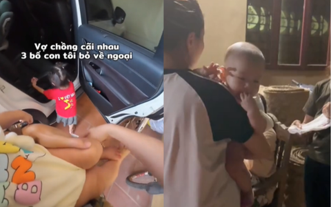 Vợ chồng cãi nhau, 3 bố con bỏ về ngoại, dân mạng thán phục "ngược đời vậy phải yêu vợ lắm mới nghĩ ra"