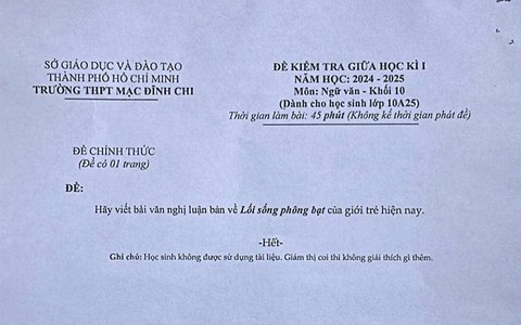 Tranh cãi xung quanh đề kiểm tra ngữ văn bàn về lối sống phông bạt
