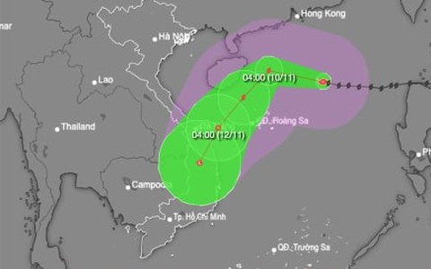 Bão số 7 duy trì cấp 14 trên Biển Đông, hướng về vùng biển Quảng Trị - Quảng Ngãi