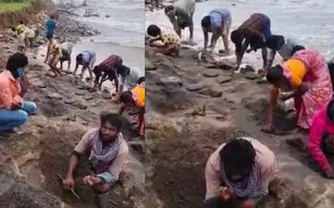 Vàng, trang sức trôi dạt vào bãi biển, người dân đổ xô đi nhặt