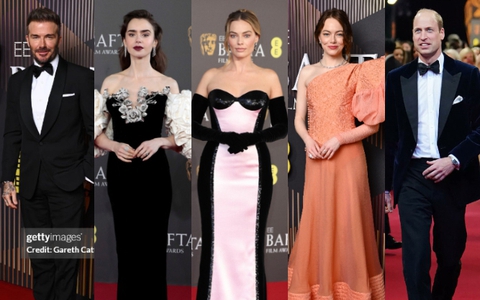 Thảm đỏ BAFTA: "Bạch Tuyết" Lily Collins đụng độ "Barbie" Margot Robbie, David Beckham - Hoàng tử William phong độ dẫn đầu dàn sao nam