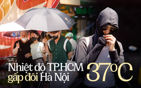 Nhiệt độ TPHCM gấp đôi Hà Nội: Người dân mướt mồ hôi khi ra đường giữa cái nóng "rát mặt"