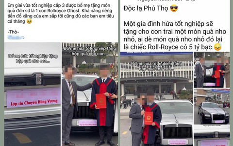 Lan truyền tin thất thiệt "bố tặng con xe Rolls-Royce trong lễ tốt nghiệp"
