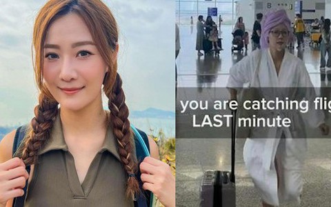 Nữ diễn viên mặc áo choàng tắm chạy quanh sân bay