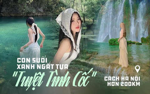 Check-in "nàng thơ" tại con suối đẹp xanh ngắt một màu, đẹp đến mức không mỹ từ nào tả xiết