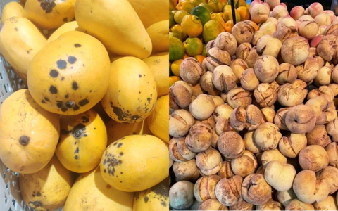 Độc lạ thực phẩm khiến chị em giật mình: Xoài da báo, chuối hạt mè còn cả cá bơi ngửa...