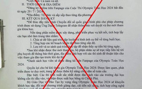 Cảnh báo giả mạo văn bản của Bộ GD&ĐT về cuộc thi Olympic Toán học 2024