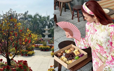 Biệt thự ngày giáp Tết phủ đầy hoa tươi của cháu dâu gia tộc giàu có bậc nhất Việt Nam