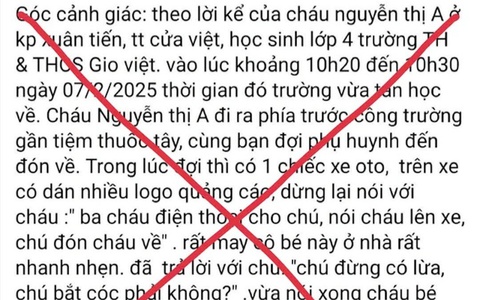 Bác thông tin học sinh lớp 4 ở Quảng Trị suýt bị bắt cóc khi tan học